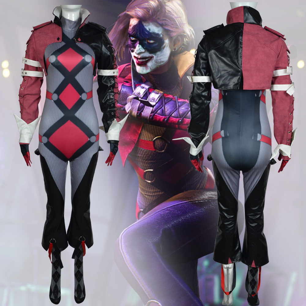 Gotham Knights Boss Harley Quinn Costume - Grey Bodysuit Set Boss Harley Quinn Cosplay