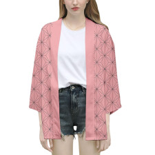 Demon Slayer Summer Nezuko Kemado Costume - Pink Kimono Jacket Summer Nezuko Cosplay