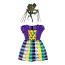 Girls Carnival Costume - Checkered Dress Mask Set Cosplay