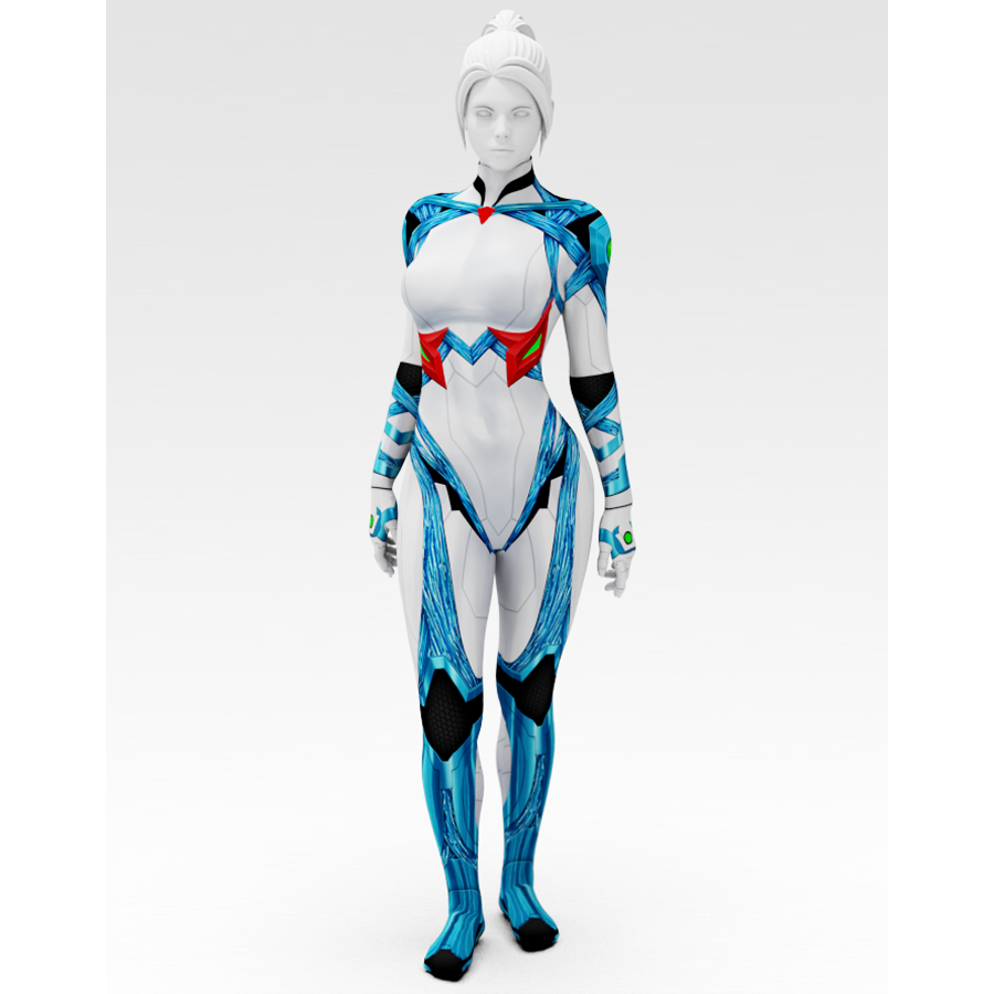 Metroid: Zero Mission Samus Aran White Zero Suit Costume - Bodysuit Samus Aran White Zero Suit Cosplay