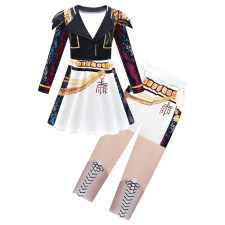 Girls K-Pop Demon Hunters Rumi Costume - Black White Gold Mini Dress Pants Set Stage Outfit Rumi Cosplay