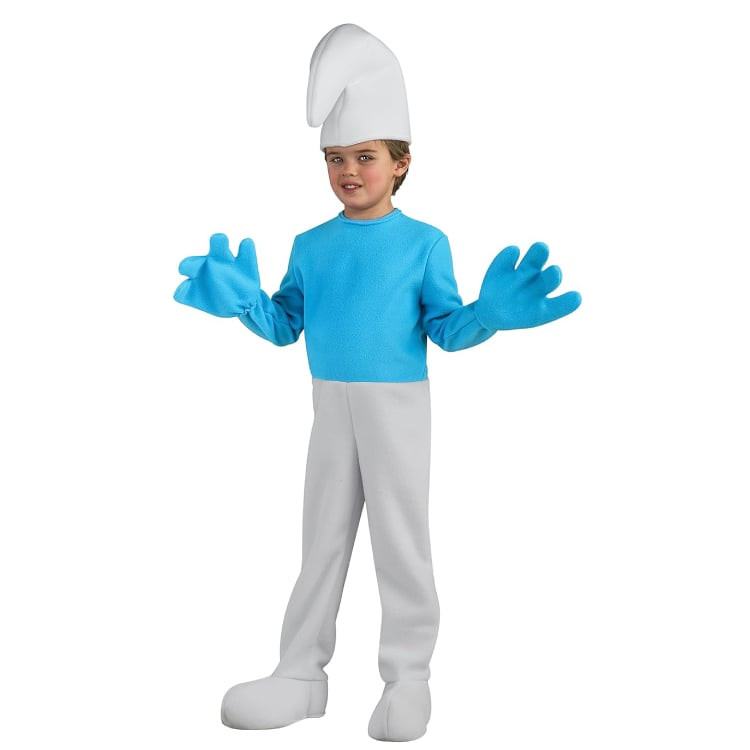 Kids Smurfs Grouchy Smurf Costume - White Blue Shirt Pants Hat Set Grouchy Smurf Cosplay
