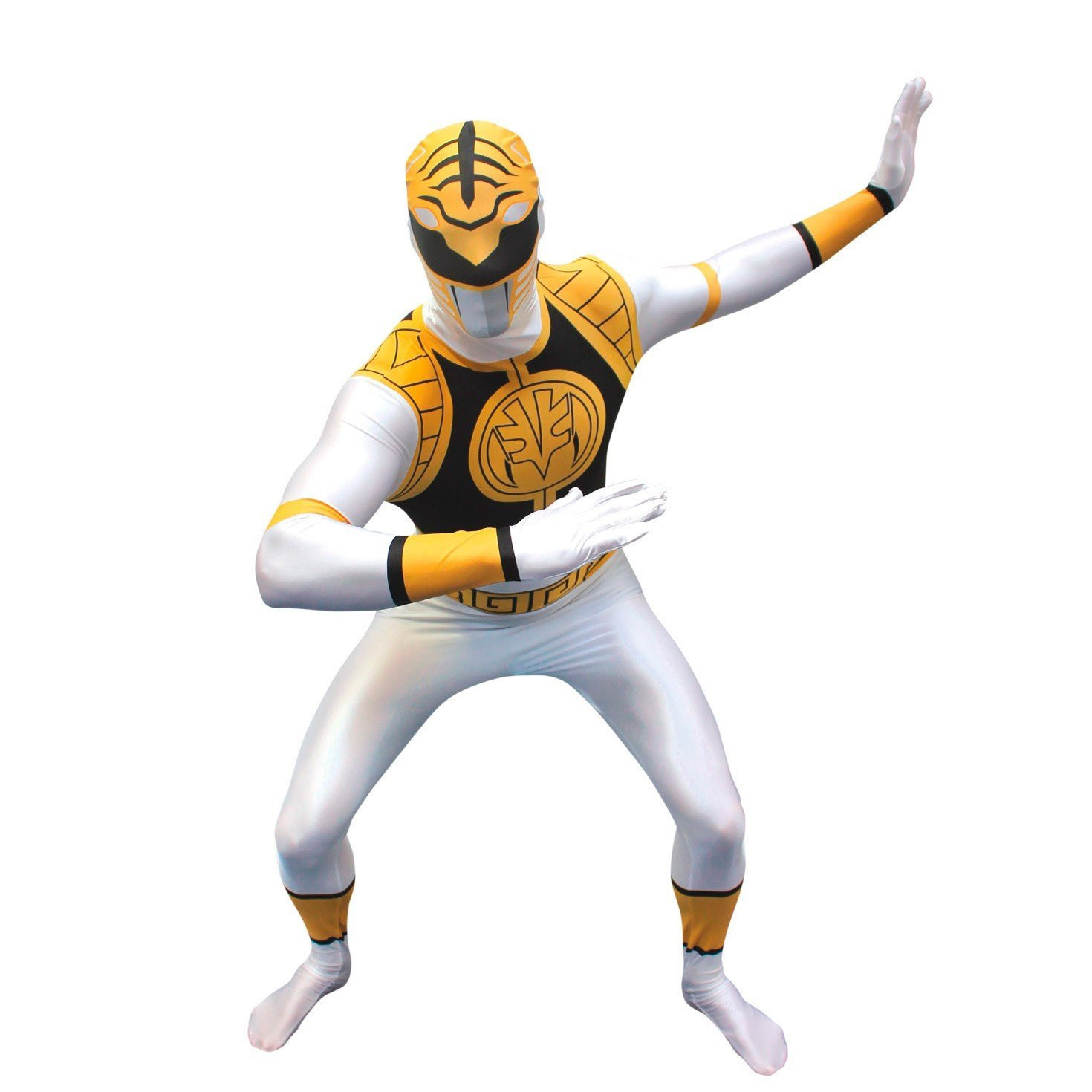 Mighty Morphin Power Rangers White Ranger Costume - Bodysuit Mask Set White Ranger Cosplay