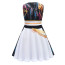 Girls K-Pop Demon Hunters Rumi Costume - Black White Gold Sleeveless Mini Dress Stage Outfit Rumi Cosplay