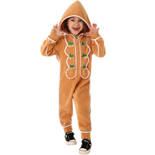 Kids Gingerbread Costume - Onesie Jumpsuit Bells Gingerbread Cosplay