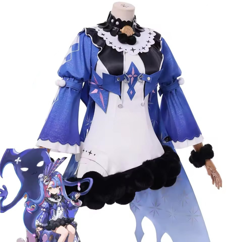 Wuthering Waves Roccia Deluxe Costume - Blue White Dress Full Set Roccia Cosplay