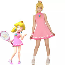 Super Mario Bros Princess Peach Costume - Pink Mini Dress Short Skirt Princess Peach Cosplay