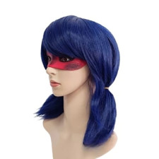 Miraculous Ladybug Mask And Wig - Blue Wig Red Mask Miraculous Ladybug Cosplay Costume Prop